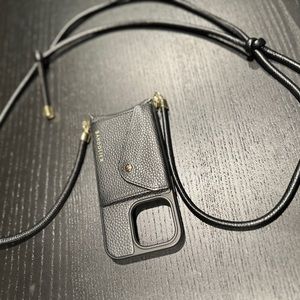 Bandolier Julien Phone Case black leather adjustable crossbody iPhone 14 Pro